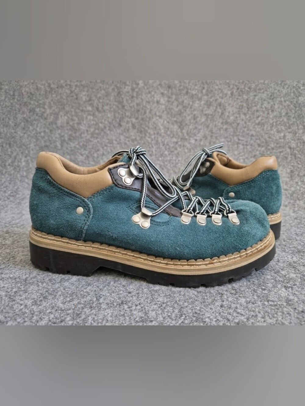 Attitude Vintage 90s Teal Suede Hiking Boots 6 Low Shoes Gorpcore Granola Girl